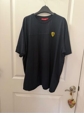 Ferrari Black Tee with Yellow Shield Patch, XXL